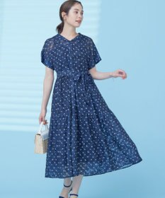 組曲 S 【WEB限定】フラワーボーダージャガードプリント ワンピース