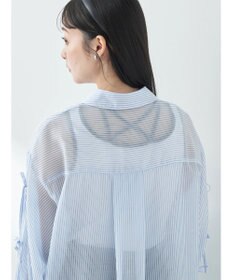 earth music&ecology 袖スリットリボンロングシャツ