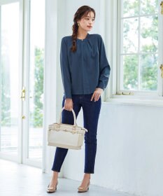 Tiaclasse L 【新色追加・洗える】バンドカラー2WAYタックブラウス