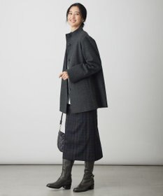 J.PRESS LADIES ショートビーバー ミディ丈 スタンドカラー コート