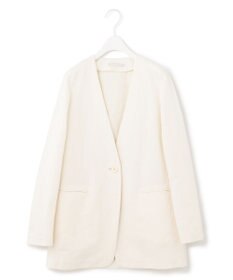 ICB 【吸水速乾機能付き】ペーパーコットンリネンツイル　ノーカラージャケット