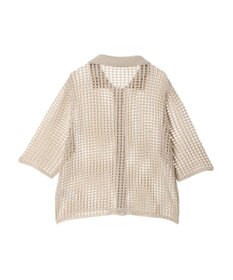 Green Parks メッシュ編み襟付きカーディガン