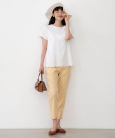 J.PRESS LADIES L 【UVケア・接触冷感】コンパクトコットンスムース 裾刺繍 カットソー