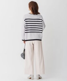 自由区 L 【洗える】コットンカシミヤ ボーダーニット