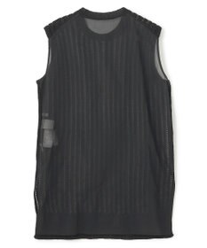 BEIGE， 【洗える】ALOE / コットンメッシュオーガンジーノースリーブニット