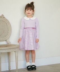 ANY KIDS 花柄ドッキングチュールワンピース