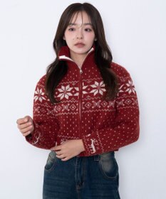 WEGO ユキガラダブルジップカーデ