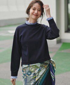 23区 【WEB＆一部店舗限定】クリアコットンテリー ストライプフリル スウェット ネイビー系