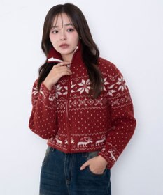 WEGO ユキガラダブルジップカーデ