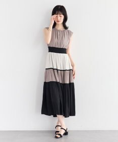 YECCA VECCA マルチカラーシャーリングワンピース