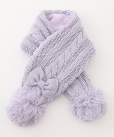 ANY KIDS ポンポン付き ケーブル マフラー