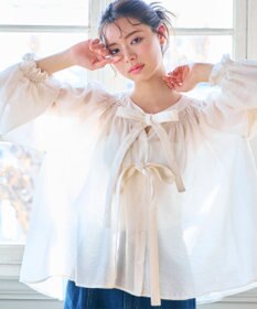 Feroux ダブルリボンシアー ブラウス