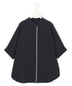 ICB L 【人気のため新色追加・接触冷感・UVケア・速乾・洗える】BackSatinAmunzen 5分袖バンドカラーブラウス