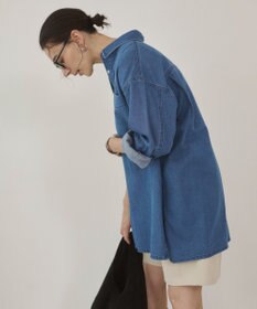 WEGO 【ANGIE VINTAGE】襟が選べる デニム チュニック シャツ （バンドカラー/レギュラーカラー）