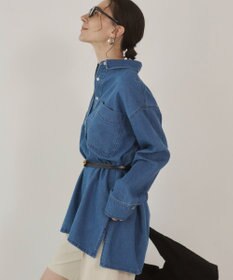 WEGO 【ANGIE VINTAGE】襟が選べる デニム チュニック シャツ （バンドカラー/レギュラーカラー）