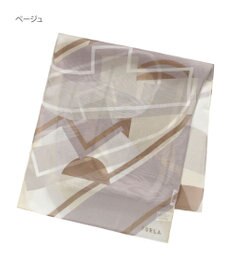 MOONBAT 【シルク100%】FURLA (フルラ) アーチロゴ 幾何学柄 シルクシフォンプリントスカーフ 150cm×35cm 手洗い可能