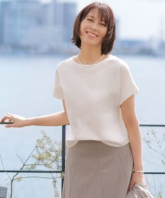 J.PRESS LADIES 【2WAY】コットンスムース フレンチスリーブ カットソー ホワイト系