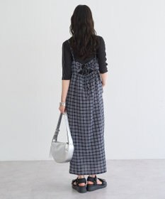 earth music&ecology シャーリングラメチェックキャミワンピース