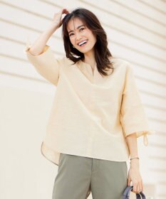 J.PRESS LADIES S 【洗える・吸水】 BEZピンチェック キーネック ブラウス