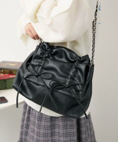 WEGO ギャザーリボンフラップバッグ