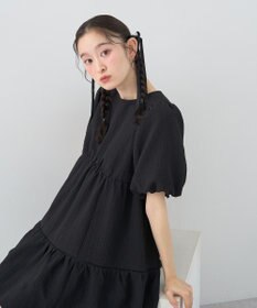 earth music&ecology バックリボンパフスリーブミニワンピース