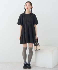 earth music&ecology バックリボンパフスリーブミニワンピース