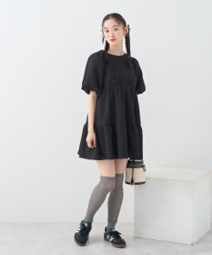 earth music&ecology バックリボンパフスリーブミニワンピース