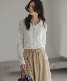 組曲 【WEB限定】フラワーチュールブラウスライク カットソー