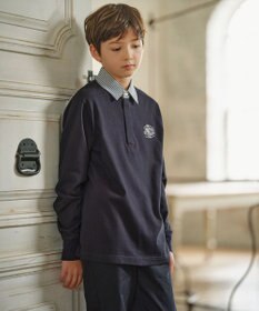 J.PRESS KIDS 【140-170cm】柄襟ラガー 長袖ポロシャツ