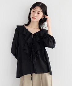 YECCA VECCA ラッフルリボンシアーブラウス