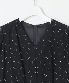 自由区 L 【洗える】ドローイングタッチプリント ワンピース