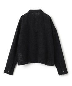 ICB L 【洗える】フェザーエンブロイダリー クロップドシャツ