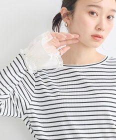 earth music&ecology フリルスリーブリブプルオーバー