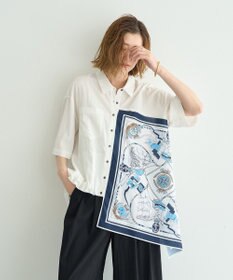 YECCA VECCA スカーフデザインアシメハーフスリーブシャツ
