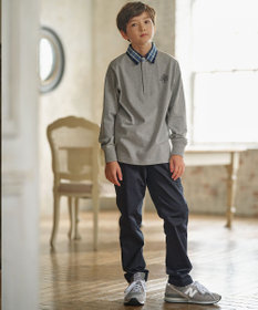 J.PRESS KIDS 【140-170cm】柄襟ラガー 長袖ポロシャツ