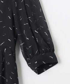 自由区 L 【洗える】ドローイングタッチプリント ワンピース