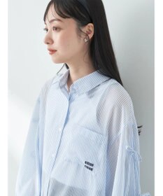 earth music&ecology 袖スリットリボンロングシャツ