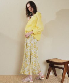 YECCA VECCA ボタニカル柄シアーロングスカート