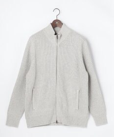 JOSEPH ABBOUD 【キングサイズ・3シーズン活躍する綿ブレンド】コットンアクリルバルキー ジップニット ブルゾン