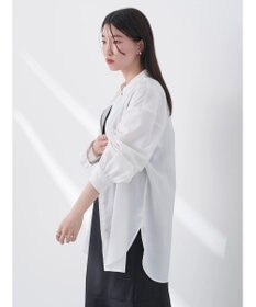 earth music&ecology バンドカラーストライプシャツ