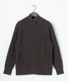 JOSEPH ABBOUD 【キングサイズ・3シーズン活躍する綿ブレンド】コットンアクリルバルキー ジップニット ブルゾン