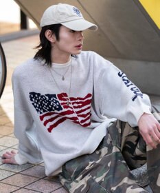 WEGO スリーブロゴニットプルオーバー