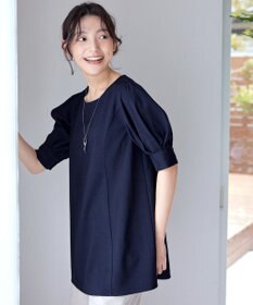 Tiaclasse 【小倉優子さん着用】【洗える】 パフスリーブチュニックブラウス