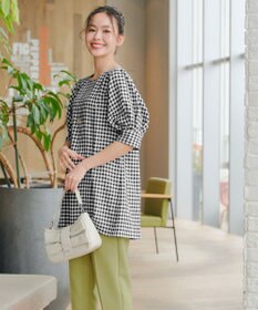 Tiaclasse 【小倉優子さん着用】【洗える】 パフスリーブチュニックブラウス