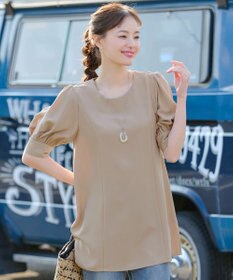 Tiaclasse 【小倉優子さん着用】【洗える】 パフスリーブチュニックブラウス