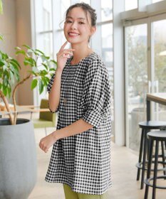 Tiaclasse 【小倉優子さん着用】【洗える】 パフスリーブチュニックブラウス