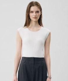 ICB 【CLASSY.掲載】オーガニックコットンリブ フレンチスリーブニット オフホワイト
