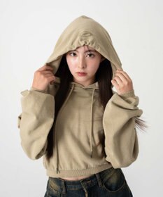 WEGO ピグメントショートグラフィックプルパーカー