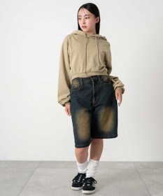 WEGO ピグメントショートグラフィックプルパーカー