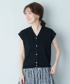 ANY 【洗濯機可】パールポイントフレンチスリーブニット